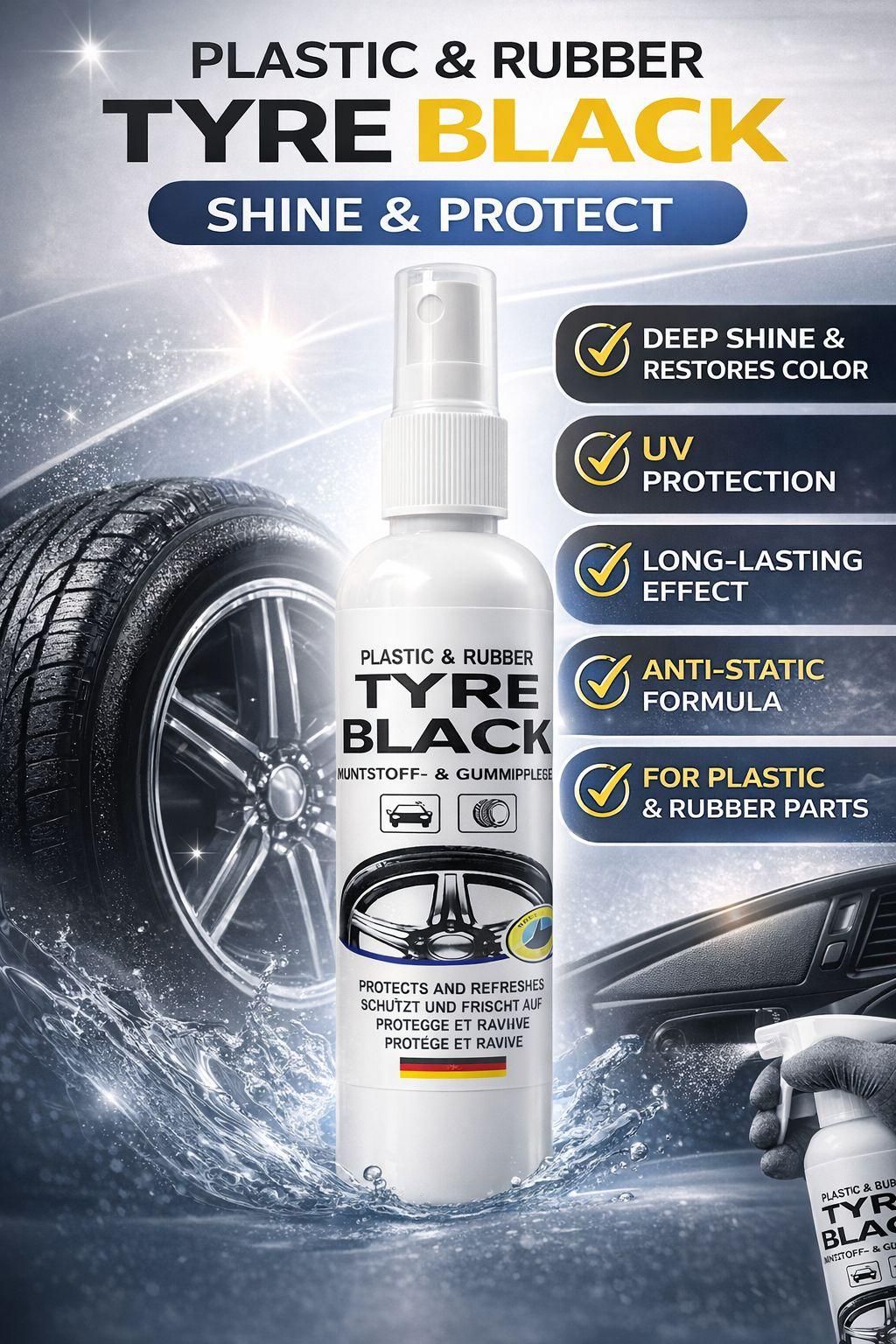 Plastic Rubber Tyre Shine Protector Spray 100 ml (Pack of 1)
