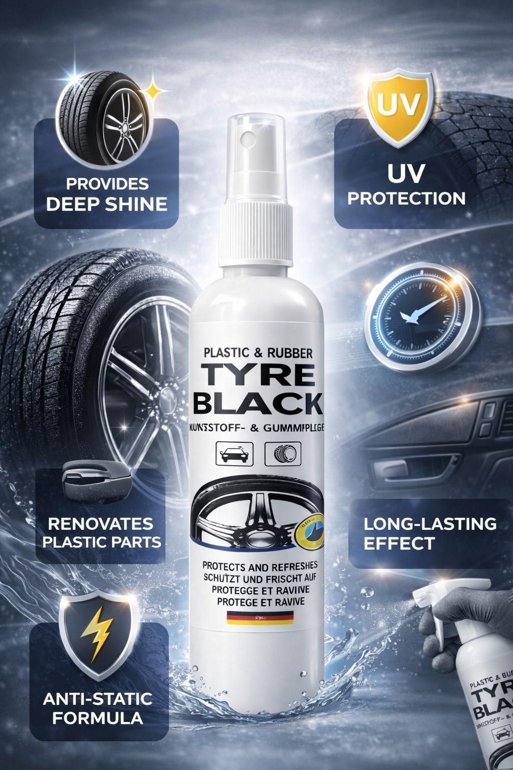 Plastic Rubber Tyre Shine Protector Spray 100 ml (Pack of 1)